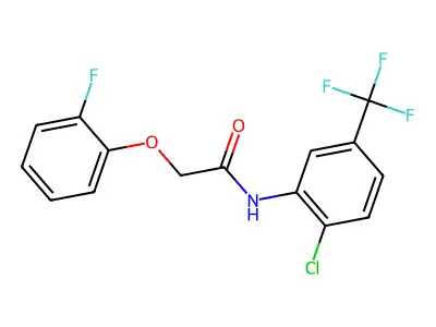 N-[2-chloro-5-(trifluoromethyl)phenyl]-2-(2-fluorophenoxy)acetamide structure