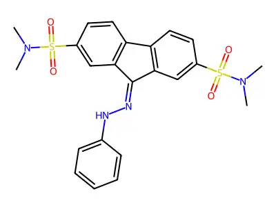 2-N,2-N,7-N,7-N-tetramethyl-9-(phenylhydrazinylidene)fluorene-2,7-disulfonamide structure