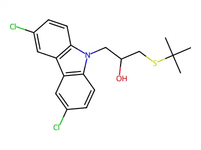 1-(tert-butylthio)-3-(3,6-dichloro-9H-carbazol-9-yl)propan-2-ol structure