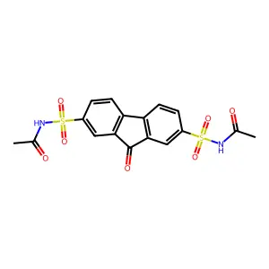 N-[7-(acetylsulfamoyl)-9-oxofluoren-2-yl]sulfonylacetamide structure