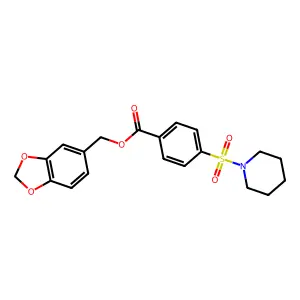 1,3-Benzodioxol-5-ylmethyl 4-(1-piperidinylsulfonyl)benzoate structure