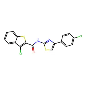 3-chloro-N-[4-(4-chlorophenyl)-1,3-thiazol-2-yl]-1-benzothiophene-2-carboxamide structure