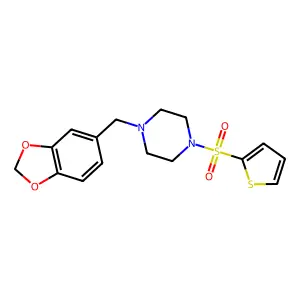 1-Benzo[1,3]dioxol-5-ylmethyl-4-(thiophene-2-sulfonyl)-piperazine structure