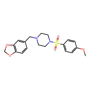 1-Benzo[1,3]dioxol-5-ylmethyl-4-(4-methoxy-benzenesulfonyl)-piperazine structure