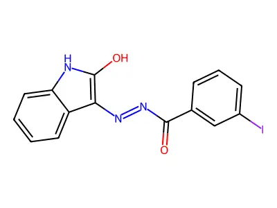 (E)-3-iodo-N'-(2-oxoindolin-3-ylidene)benzohydrazide structure