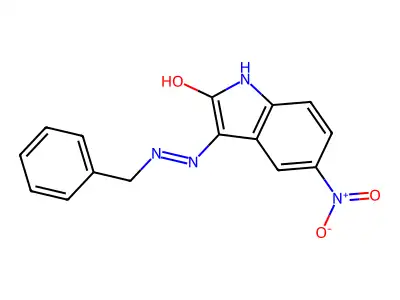 (Z)-3-(2-benzylhydrazono)-5-nitroindolin-2-one structure