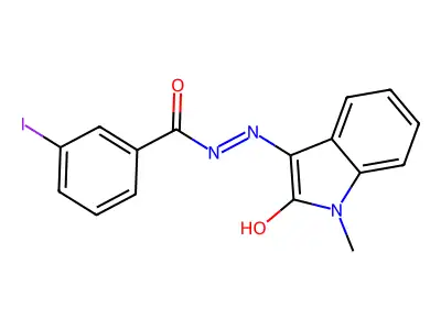 3-iodo-N'-[(3E)-1-methyl-2-oxo-1,2-dihydro-3H-indol-3-ylidene]benzohydrazide structure