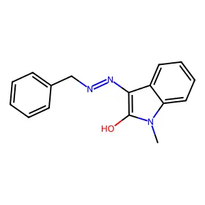 (E)-3-(2-benzylhydrazono)-1-methylindolin-2-one structure