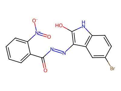 (Z)-N'-(5-bromo-2-oxoindolin-3-ylidene)-2-nitrobenzohydrazide structure