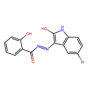 N'-[(3E)-5-bromo-2-oxo-1,2-dihydro-3H-indol-3-ylidene]-2-hydroxybenzohydrazide structure
