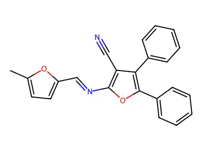 2-[(5-Methylfuran-2-yl)methylideneamino]-4,5-diphenylfuran-3-carbonitrile structure
