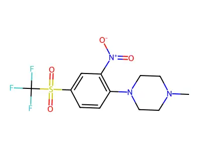 1-Methyl-4-(2-nitro-4-((trifluoromethyl)sulfonyl)phenyl)piperazine structure