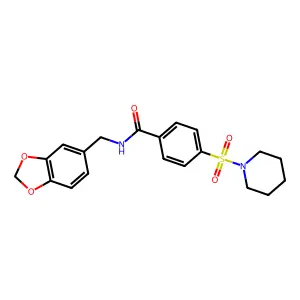 N-(1,3-benzodioxol-5-ylmethyl)-4-piperidin-1-ylsulfonylbenzamide structure