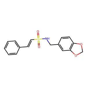 N-(1,3-benzodioxol-5-ylmethyl)-2-phenylethenesulfonamide structure