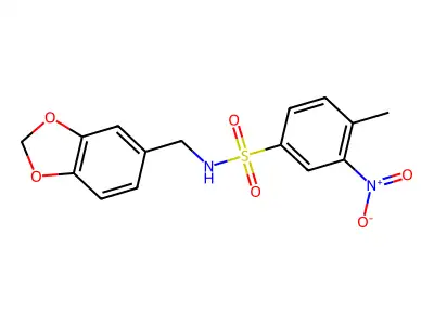 N-(1,3-benzodioxol-5-ylmethyl)-4-methyl-3-nitrobenzenesulfonamide structure