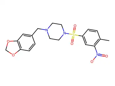 1-(1,3-Benzodioxol-5-ylmethyl)-4-[(4-methyl-3-nitrophenyl)sulfonyl]piperazine structure