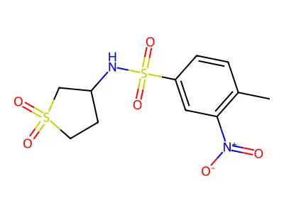 N-(1,1-dioxidotetrahydrothiophen-3-yl)-4-methyl-3-nitrobenzenesulfonamide structure