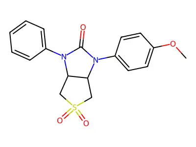 1-(4-methoxyphenyl)-3-phenyltetrahydro-1H-thieno[3,4-d]imidazol-2(3H)-one 5,5-dioxide structure