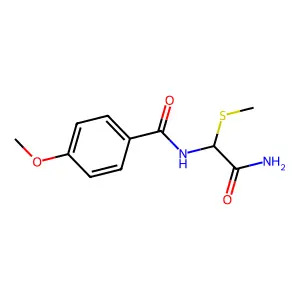 N-(2-amino-1-methylsulfanyl-2-oxoethyl)-4-methoxybenzamide structure