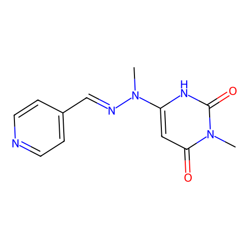 3-methyl-6-[(2E)-1-methyl-2-(pyridin-4-ylmethylidene)hydrazinyl]pyrimidine-2,4(1H,3H)-dione structure
