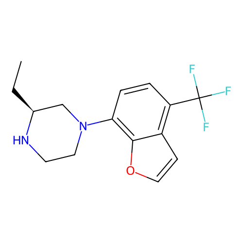 (3S)-3-ethyl-1-[4-(trifluoromethyl)-1-benzofuran-7-yl]piperazine structure