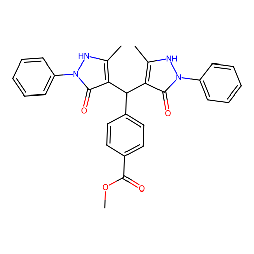 methyl 4-[bis(5-hydroxy-3-methyl-1-phenyl-1H-pyrazol-4-yl)methyl]benzoate structure