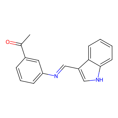 1-{3-[(1H-indol-3-ylmethylene)amino]phenyl}ethanone structure