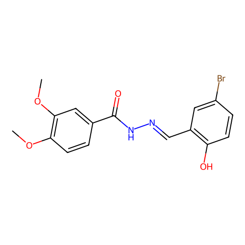 N-[(5-bromo-2-hydroxyphenyl)methylideneamino]-3,4-dimethoxybenzamide structure