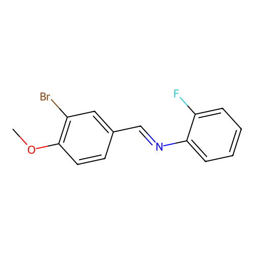 N-(3-bromo-4-methoxybenzylidene)-N-(2-fluorophenyl)amine structure