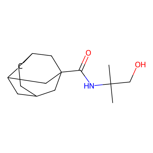 N-(1-hydroxy-2-methylpropan-2-yl)tricyclo[4.3.1.1(3,8)]undecane-1-carboxamide structure