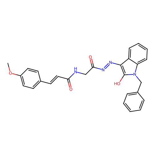 (2E)-N-({N'-[(3Z)-1-BENZYL-2-OXO-2,3-DIHYDRO-1H-INDOL-3-YLIDENE]HYDRAZINECARBONYL}METHYL)-3-(4-METHOXYPHENYL)PROP-2-ENAMIDE structure