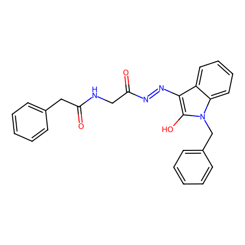 (Z)-N-(2-(2-(1-benzyl-2-oxoindolin-3-ylidene)hydrazinyl)-2-oxoethyl)-2-phenylacetamide structure