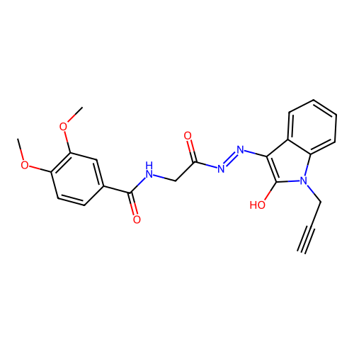 (E)-3,4-dimethoxy-N-(2-oxo-2-(2-(2-oxo-1-(prop-2-yn-1-yl)indolin-3-ylidene)hydrazinyl)ethyl)benzamide structure