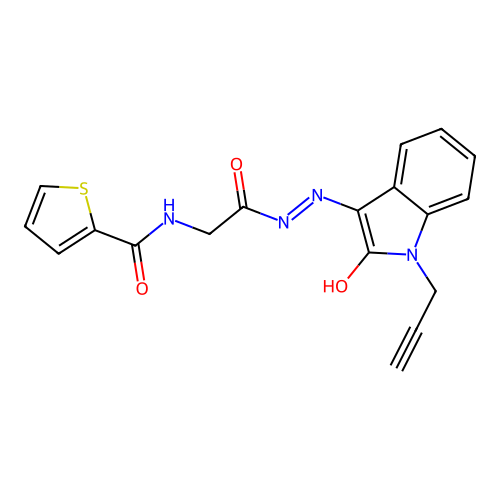 (Z)-N-(2-oxo-2-(2-(2-oxo-1-(prop-2-yn-1-yl)indolin-3-ylidene)hydrazinyl)ethyl)thiophene-2-carboxamide structure