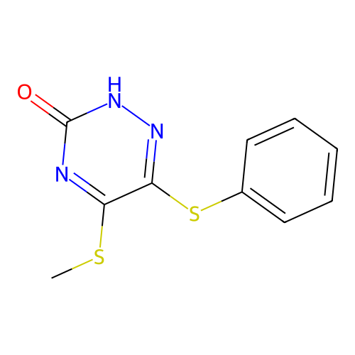 5-methylsulfanyl-6-phenylsulfanyl-2H-1,2,4-triazin-3-one structure