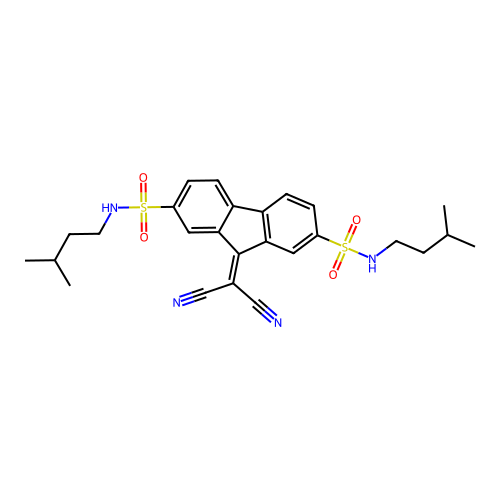 9-(dicyanomethylidene)-N,N'-bis(3-methylbutyl)-9H-fluorene-2,7-disulfonamide structure