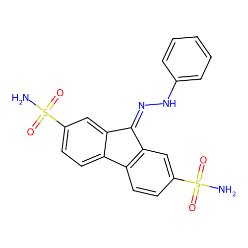 9-(phenylhydrazono)-9H-fluorene-2,7-disulfonamide structure