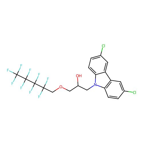 1-(3,6-dichlorocarbazol-9-yl)-3-(2,2,3,3,4,4,5,5,5-nonafluoropentoxy)propan-2-ol structure