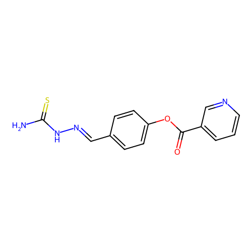 (E)-4-((2-carbamothioylhydrazono)methyl)phenyl nicotinate structure