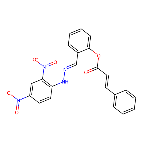 2-((E)-(2-(2,4-dinitrophenyl)hydrazono)methyl)phenyl cinnamate structure
