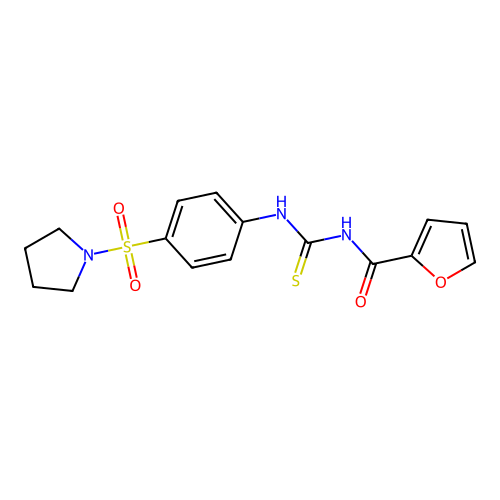 N-(2-furoyl)-N'-[4-(1-pyrrolidinylsulfonyl)phenyl]thiourea structure