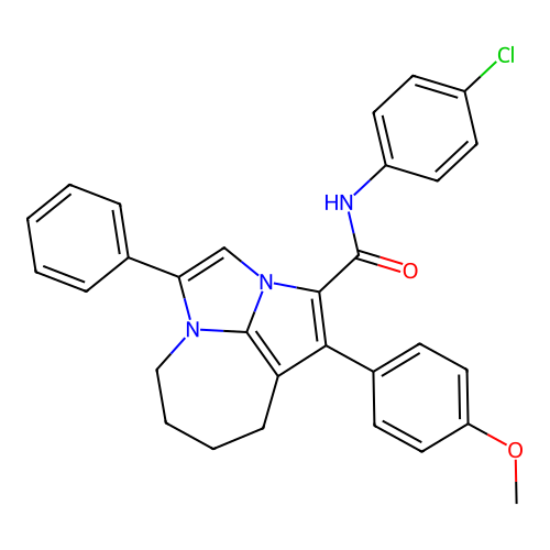 N-(4-chlorophenyl)-1-(4-methoxyphenyl)-4-phenyl-5,6,7,8-tetrahydro-2a,4a-diazacyclopenta[cd]azulene-2-carboxamide structure