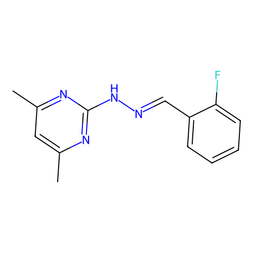 2-[(2E)-2-(2-fluorobenzylidene)hydrazinyl]-4,6-dimethylpyrimidine structure