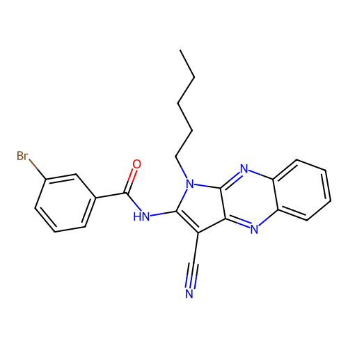 3-bromo-N-(3-cyano-1-pentyl-1H-pyrrolo[2,3-b]quinoxalin-2-yl)benzamide structure