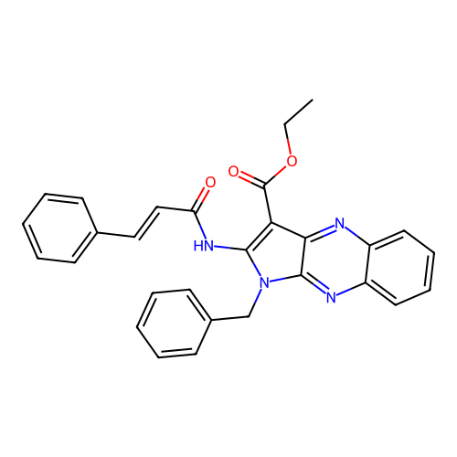 ethyl 1-benzyl-2-cinnamamido-1H-pyrrolo[2,3-b]quinoxaline-3-carboxylate structure