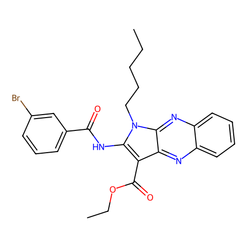 ethyl 2-(3-bromobenzamido)-1-pentyl-1H-pyrrolo[2,3-b]quinoxaline-3-carboxylate structure