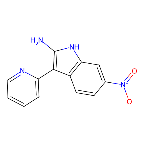 6-nitro-3-(2-pyridinyl)-1H-indol-2-amine structure