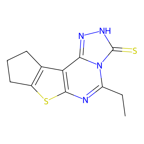 5-ethyl-9,10-dihydro-8H-cyclopenta[4,5]thieno[3,2-e][1,2,4]triazolo[4,3-c]pyrimidine-3(2H)-thione structure