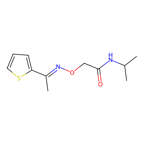 N-propan-2-yl-2-(1-thiophen-2-ylethylideneamino)oxyacetamide structure