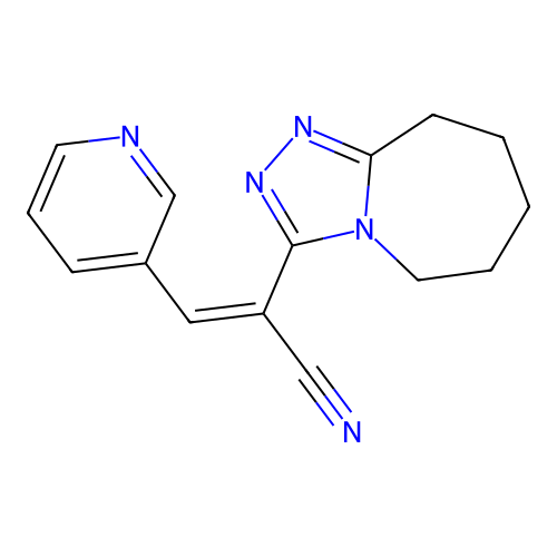 (2Z)-3-(pyridin-3-yl)-2-{5H,6H,7H,8H,9H-[1,2,4]triazolo[4,3-a]azepin-3-yl}prop-2-enenitrile structure